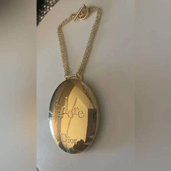 New Dior Beauty Cosmetic Makeup Gold Pocket Mirror. Box included . - Picture 3 of 5